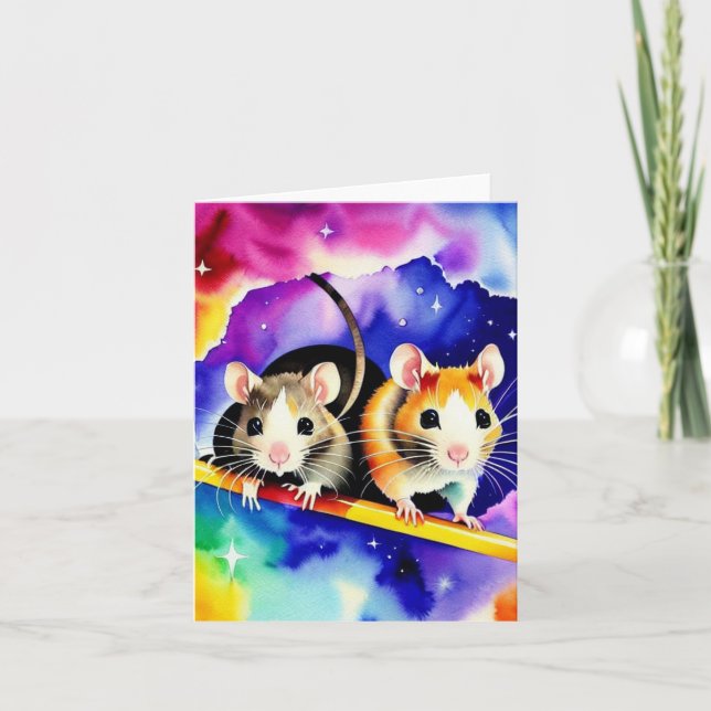 Tierpaare im Weltraum I Karte (Vorderseite)