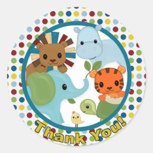 Tierparade-Babypartyaufkleber APK#8 danken Ihnen Runder Aufkleber