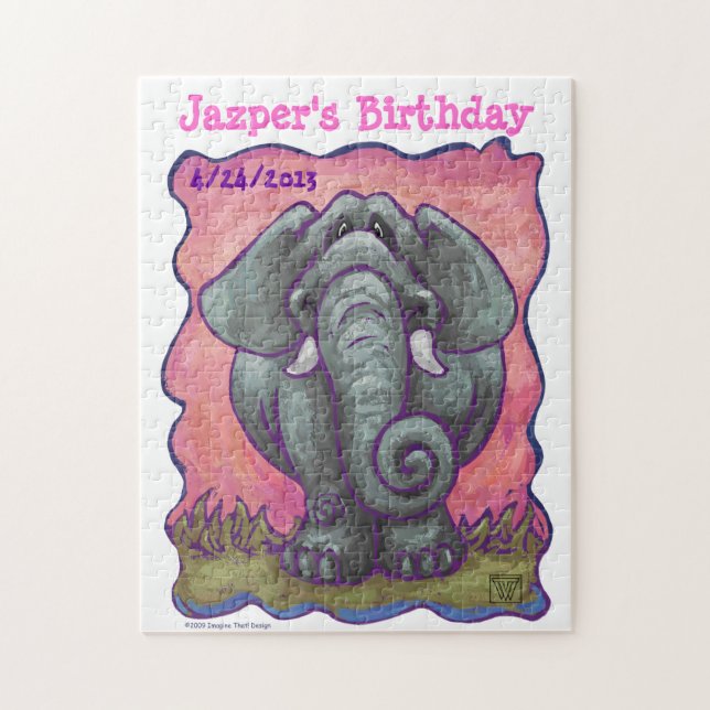 Tierparade Elephant Custom Birthday Puzzle (Vertikal)