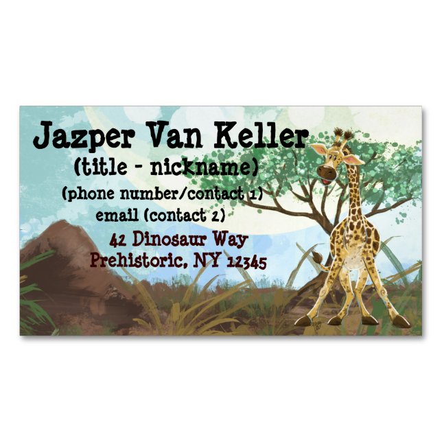 Tierparade Giraffe Magnetische Visitenkarte (Vorderseite)