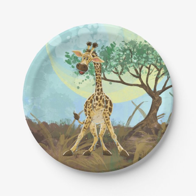 Tierparade Giraffe Pappteller (Vorderseite)