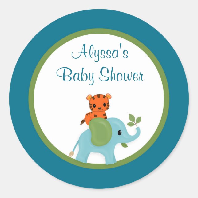 Tierparade ZOO Babyduschaufkleber APK#2 Tiger Runder Aufkleber (Vorderseite)