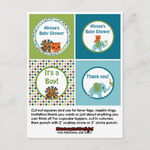 Tierparade ZOO Babydusche Cupcake Topper APK Postkarte