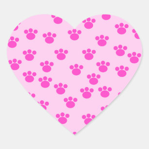 Tierpaw-Prints. Hell rosa und hellrosa. Herz-Aufkleber