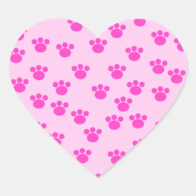 Tierpaw-Prints. Hell rosa und hellrosa. Herz-Aufkleber (Vorderseite)