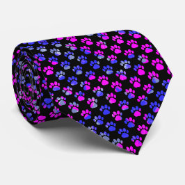 Tierpaw-Silhouette Blauer Rosa auf schwarzem Neck Krawatte