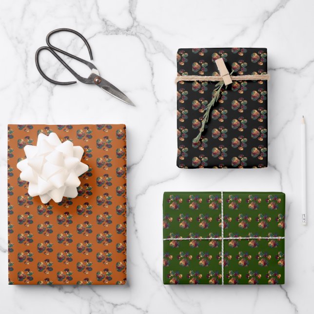 Tierpaw Silhouette Erntedank Dk Orange Geschenkpapier Set (Vorderseite)