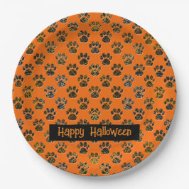 Tierpaw-Silhouette Halloween Pawty Orange Pappteller