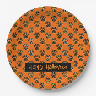 Tierpaw-Silhouette Halloween Pawty Orange Pappteller