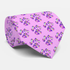 Tierpaw-Silhouette Lila rosa auf Pink Neck Tie Krawatte
