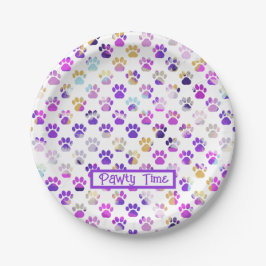 Tierpaw-Silhouette Lila rosa Pawty Paper Pappteller