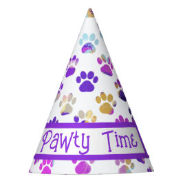 Tierpaw-Silhouette Lila rosa Pawty Paper Partyhütchen