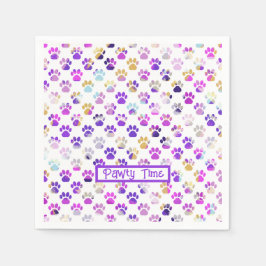 Tierpaw-Silhouette Lila rosa Pawty Paper Serviette