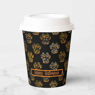 Tierpaw-Silhouette Pets Happy Halloween Black Pappbecher