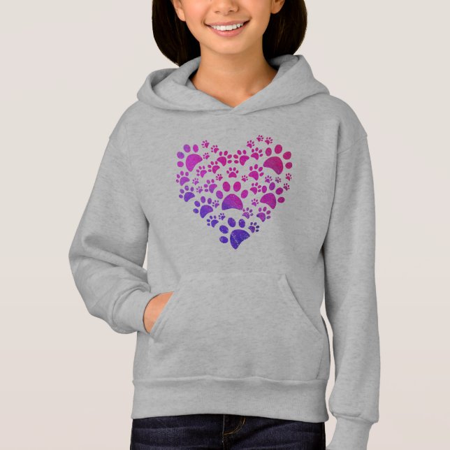 Tierpaws Herzerdruck für Hunde Liebhaber Hoodie (Vorderseite)