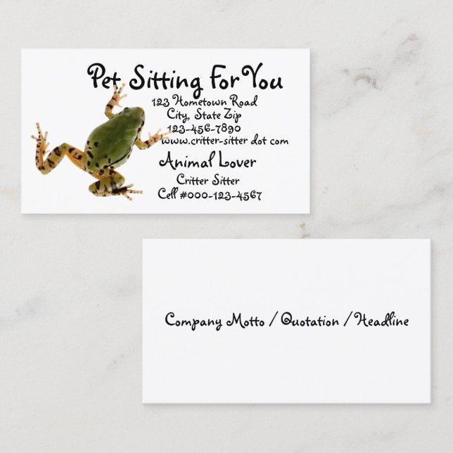 Tierpflege-Business-Climbing Froschfotografie Visitenkarte (Vorne/Hinten)