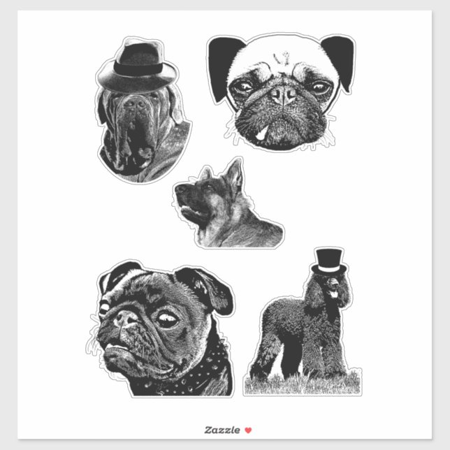 Tierportraits gemischte Hunde züchten originale Co Aufkleber (Blatt)