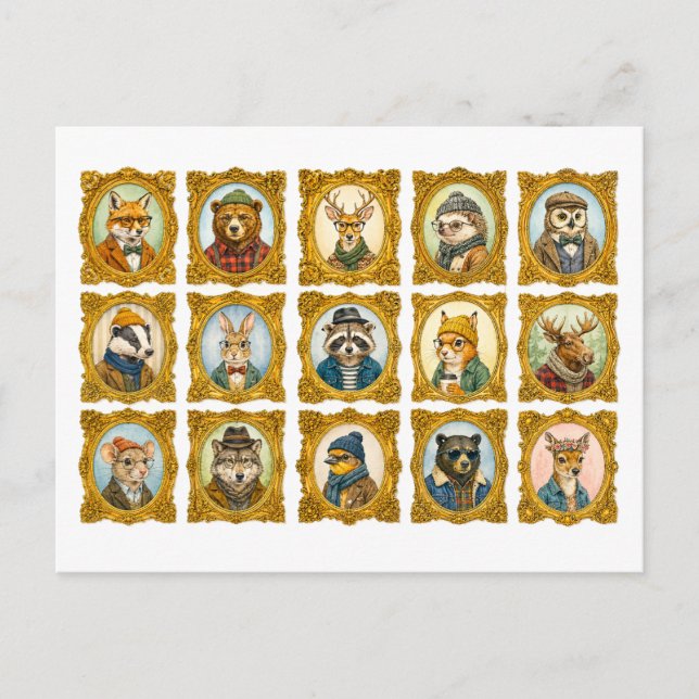 Tierporträt-Collage Postkarte (Vorderseite)