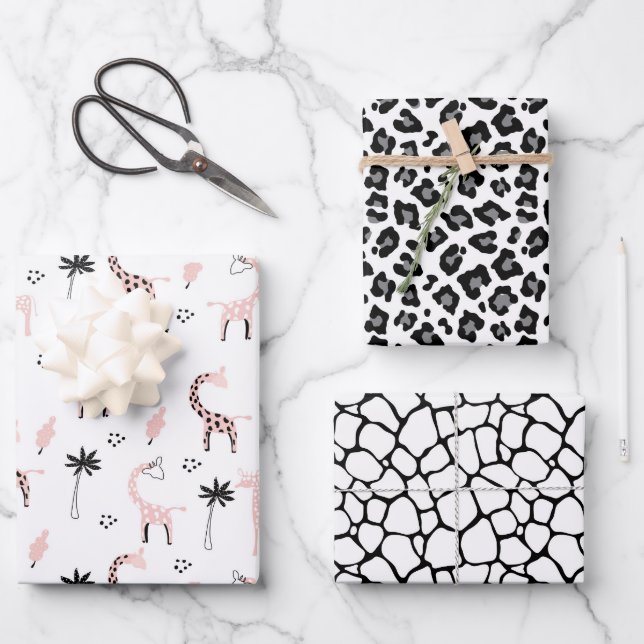 Tierpräparate Leopardenblätter Geschenkpapier Set (Vorderseite)
