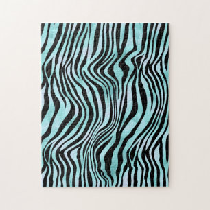 Tierprint hellblaues Zebrafell Türkis