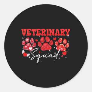 Tierquad Fun Dog Paw Vet Tech Valentines D Runder Aufkleber