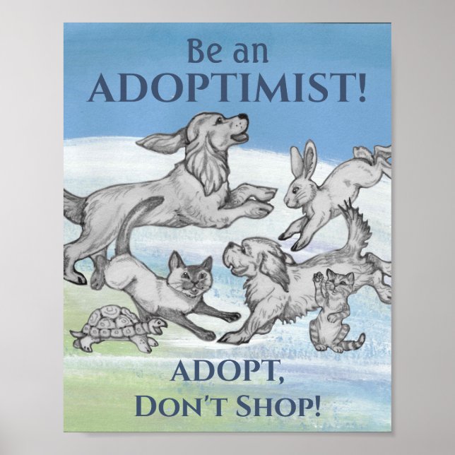 Tierquälerei "Adoptier, nicht kaufen" Haustiere Hu Poster (Vorne)