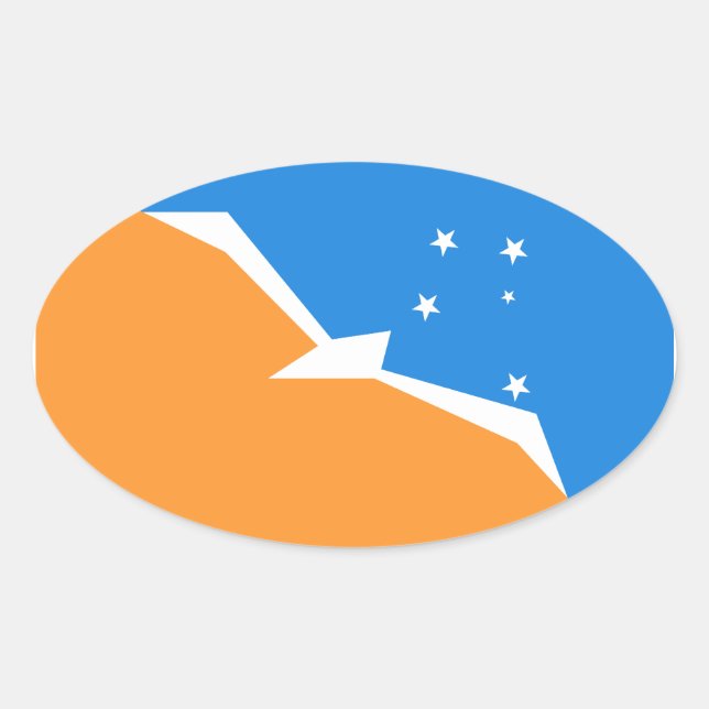 Tierra del Fuego Flag. Patagonien, Argentinien Ovaler Aufkleber (Vorderseite)