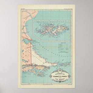 Tierra del Fuego, Islas Malvinas, Argentinien Poster