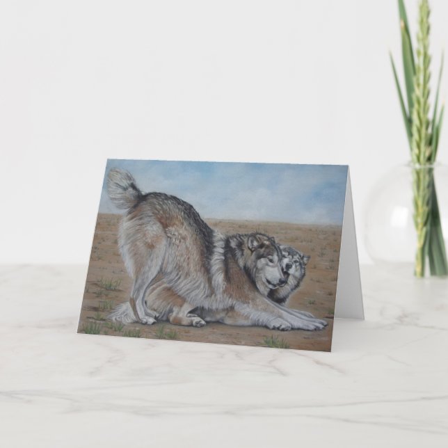 Tierrealistkunst-Grußkarte des Wolfs Karte (Vorderseite)