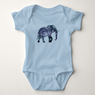 Tierrechte - Elefantensilhouette Fraktal 2 Baby Strampler