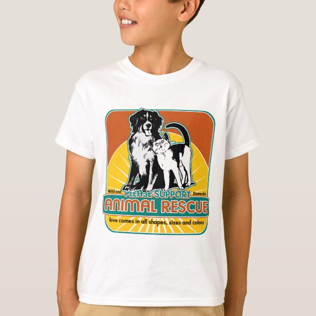 Tierrettungs-Hund und Katze T-Shirt (Vorderseite)