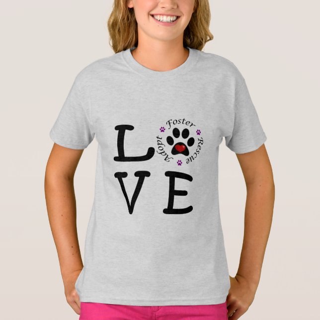 Tierrettungs-Liebe Girl's Ringer T - Shirt (Vorderseite)