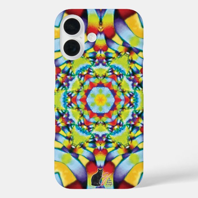 Tiers Kaleidoskop iPhone 16 Hülle (Rückseite)