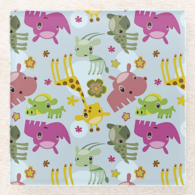 Tiersafarimuster Glasuntersetzer (Vorderseite)