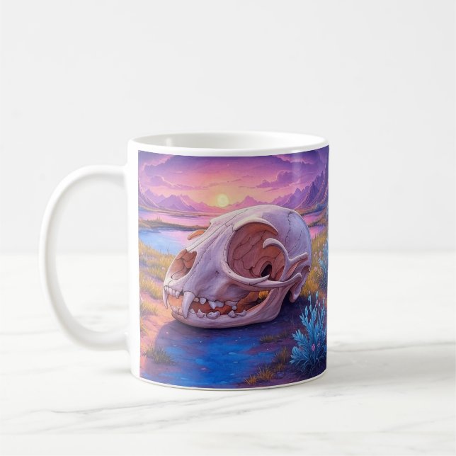 Tierschädel in der Wüste Sonnenuntergang Tasse (Links)