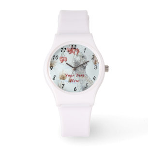 Tierschneeszene mit niedlicher Feldmaus Armbanduhr