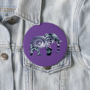 Tierschutz - Fraktal für Elefanten der Silhouette Button