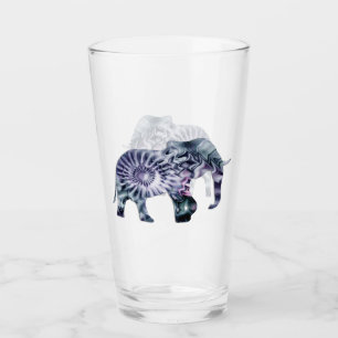 Tierschutz - Fraktal für Elefanten der Silhouette  Glas