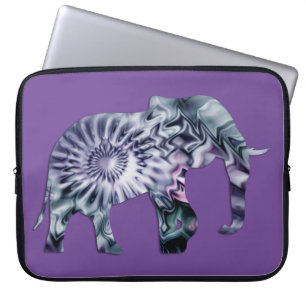 Tierschutz - Fraktal für Elefanten der Silhouette Laptopschutzhülle