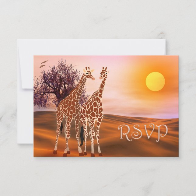 Tierschutzkarte Giraffe Zoo Thema RSVP-Karte RSVP Karte (Vorderseite)