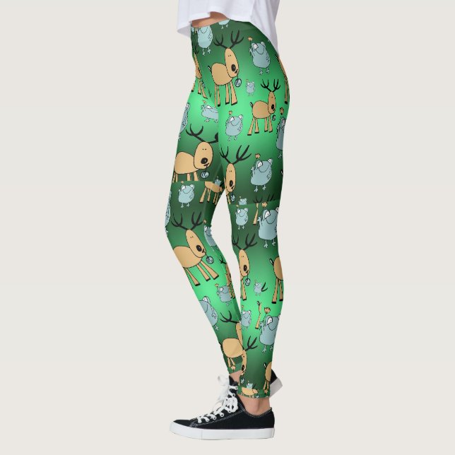Tierschwärme, Niedliche grüne Weihnachten Leggings (Links)