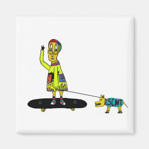 Tierskateboard Magnet