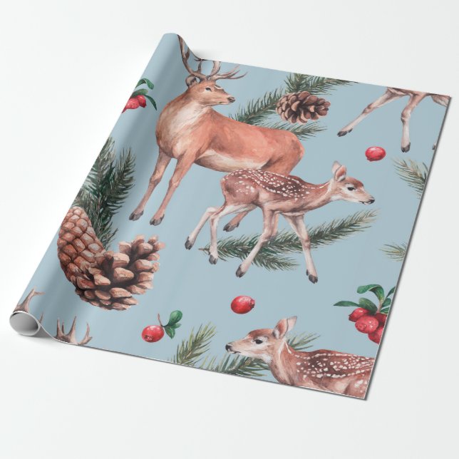 Tierskizze mit Wildkiefernzapfen und Zwillingsrind Geschenkpapier (Ungerollt)
