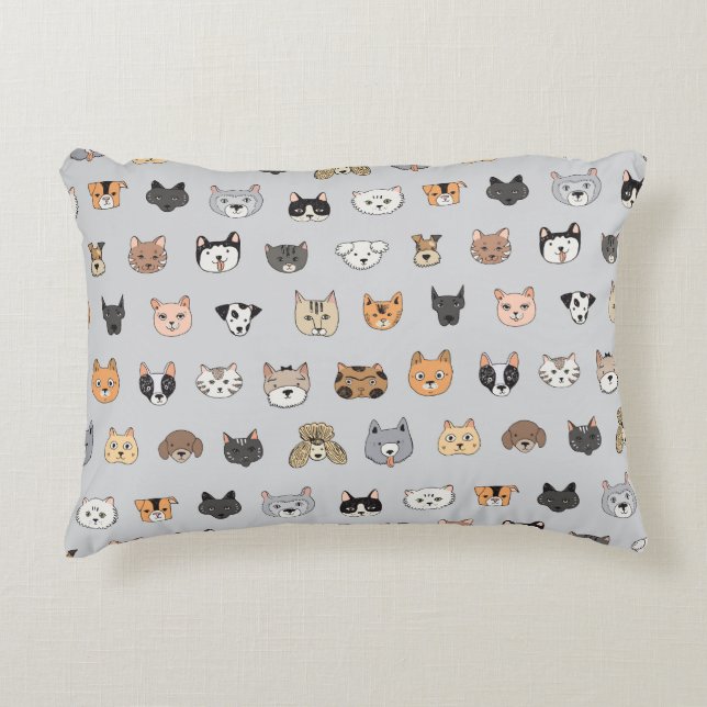 Tierspass: Hunde bei Katzen Doodle Mix Dekokissen (Vorderseite)