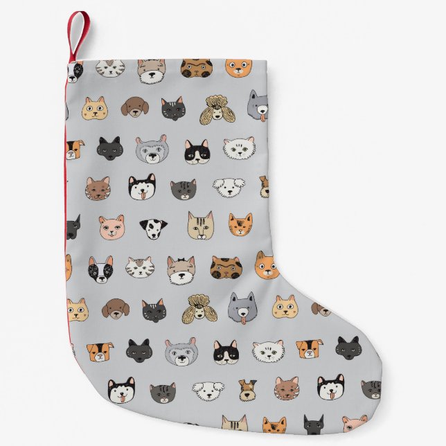 Tierspass: Hunde bei Katzen Doodle Mix Kleiner Weihnachtsstrumpf (Vorderseite)