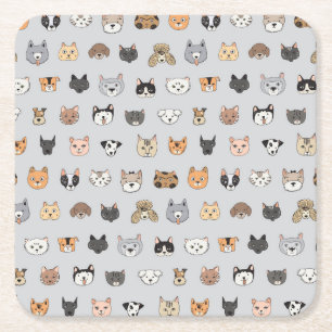 Tierspass: Hunde bei Katzen Doodle Mix Rechteckiger Pappuntersetzer