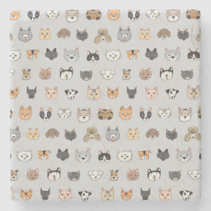 Tierspass: Hunde bei Katzen Doodle Mix Steinuntersetzer