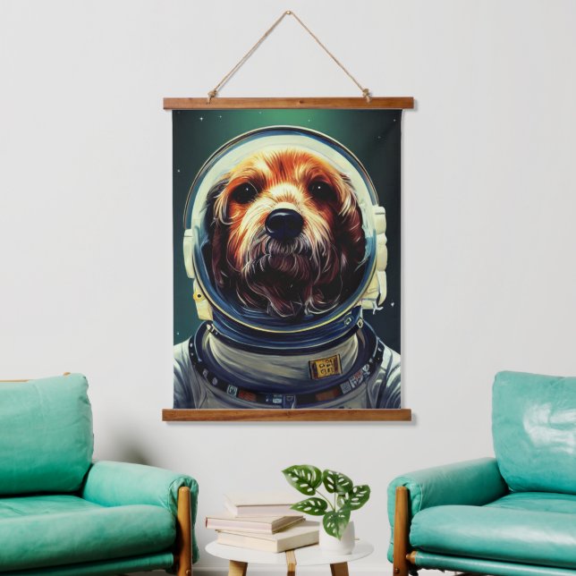 Tierspaziergang, Universum, Raum, Hund Wandteppich Mit Holzrahmen (Wohnzimmer)