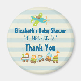 Tierspielzeug-Train und Airplane-Baby-Dusche Danke Magnet