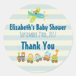 Tierspielzeug-Train und Airplane-Baby-Dusche Danke Runder Aufkleber
